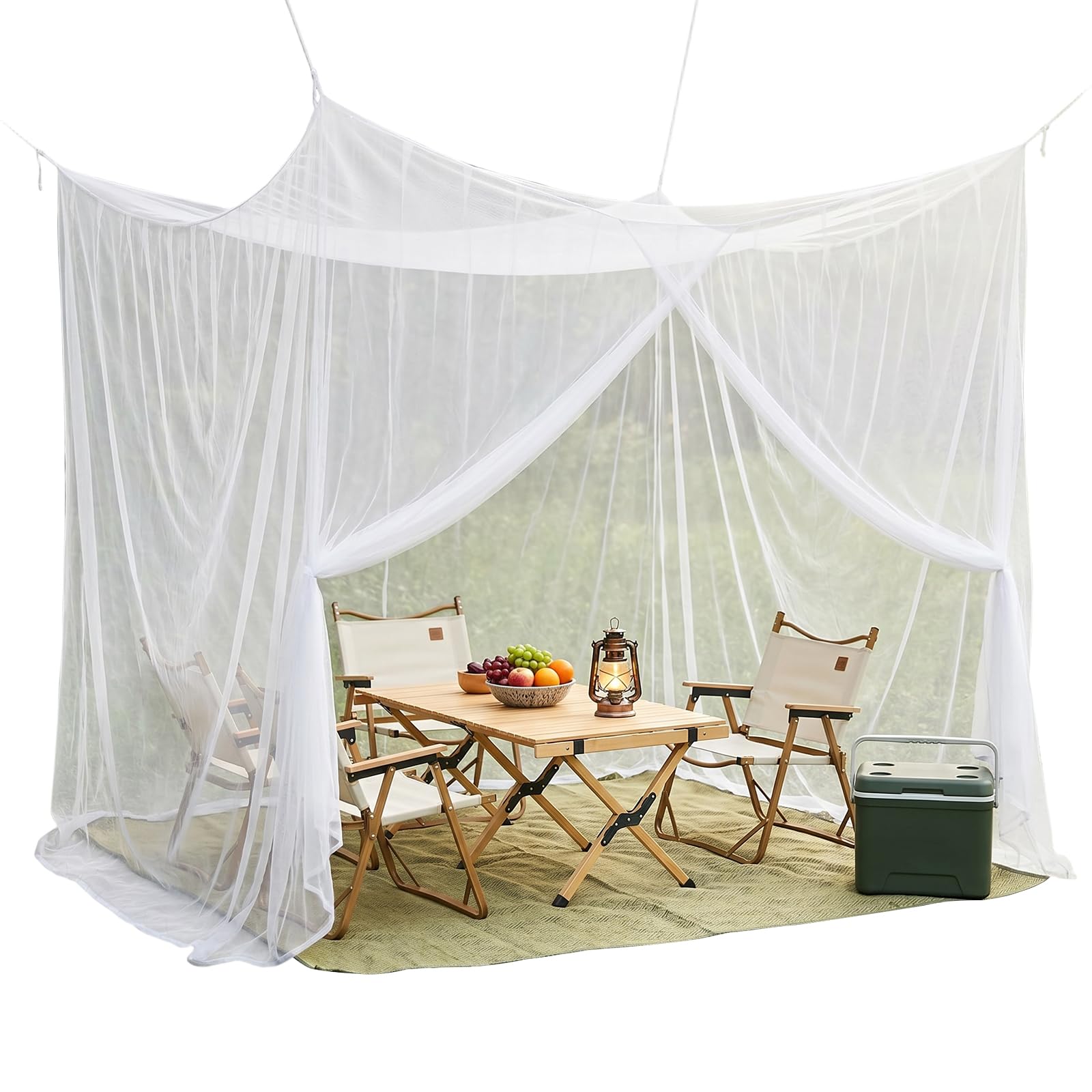 Mosquitera de 300 x 300 x 250 cm, protección contra insectos para exteriores, para cenador, jardín, terraza, cama de camping, malla fina de 220 cm, con 1 puerta, mosquitera para exteriores, viajes