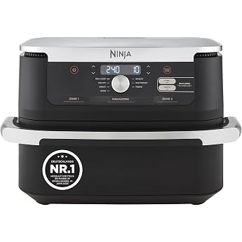 Ninja Foodi FlexDrawer Dual Zone Hot Air Fryer, Black AF500EU | Air fryer with 10.4 compartments and removable separator, non