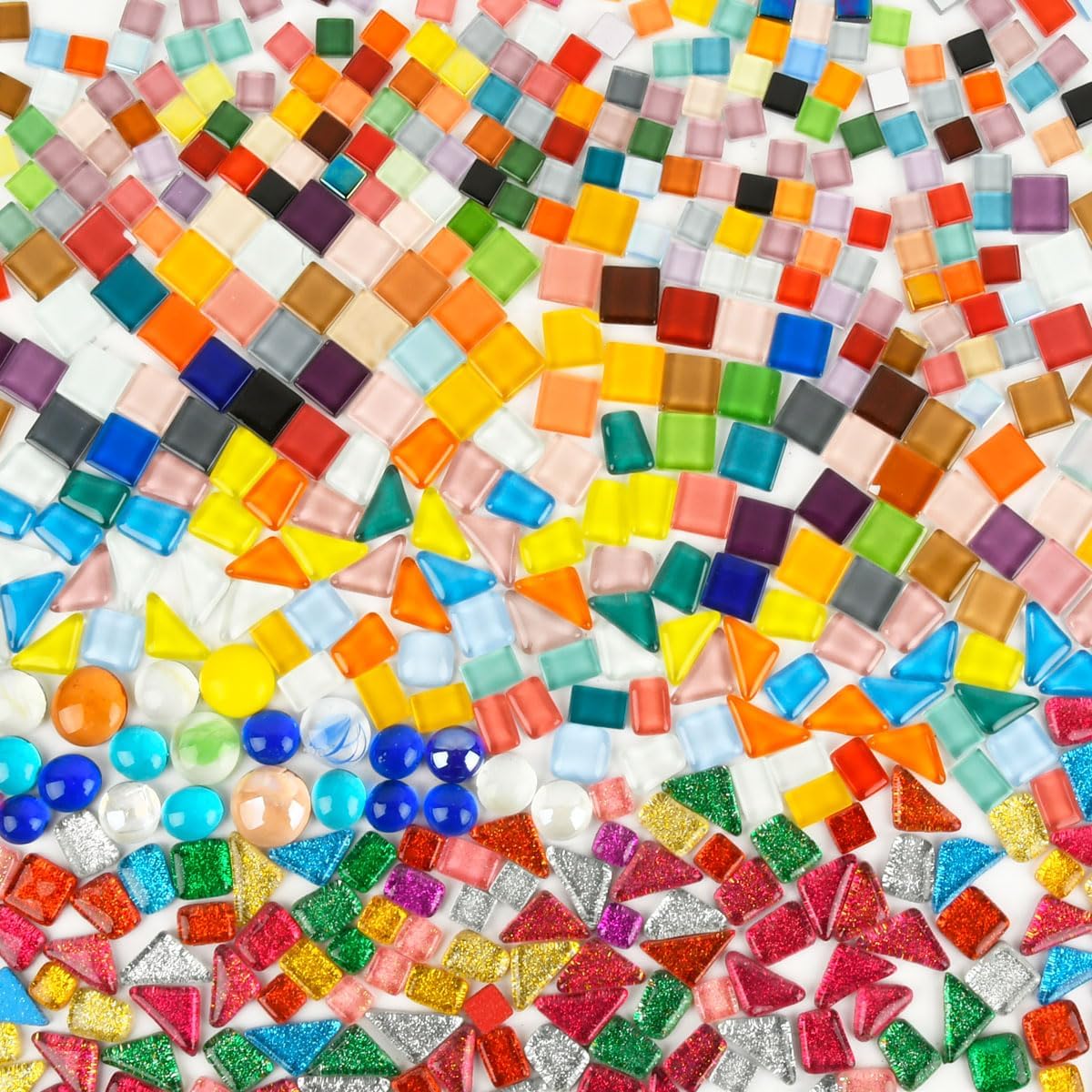 OTYMIOW 1500g/3.3lb Glass Mosaic Tiles for Crafts Bulk Assorted Small Tiles for Crafts Mixed Shapes Mosaic Glass Pieces for Mosaic Projects, Home Decoration, Garden Crafts, DIY Projects (Mix)