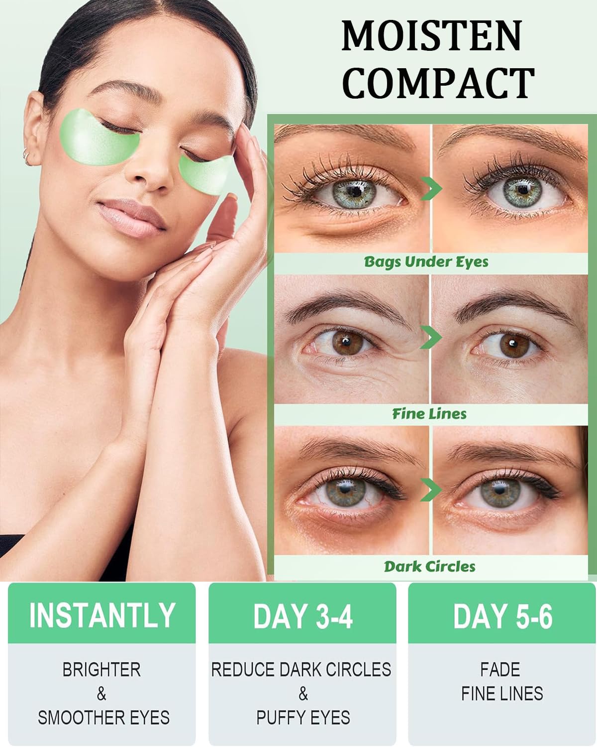 60 Pcs Aloe Vera Eye Mask, Eye Pads, Under Eye Patches to Treat Dark Circles, Hyaluronic Acid Eye Mask, Wrinkles - Image 4