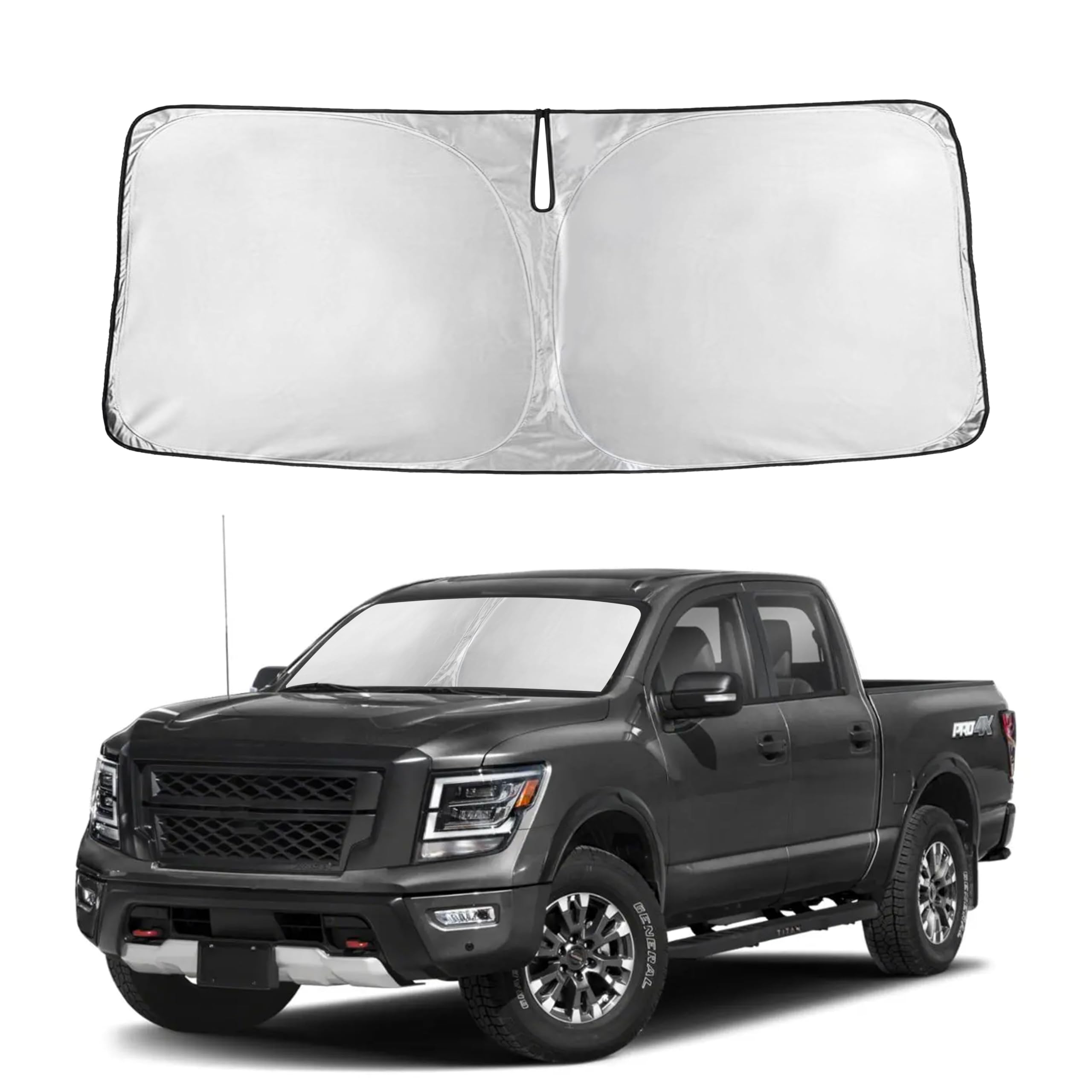Autovir Windshield Sun Shade Fit for 2020-2022 2023 2024 Nissan Titan Sunshade, Front Car Window Shades Sun Visor, Blocks UV Rays & Heat, Car Accessories Fit for Nissan Titan 2020-2024