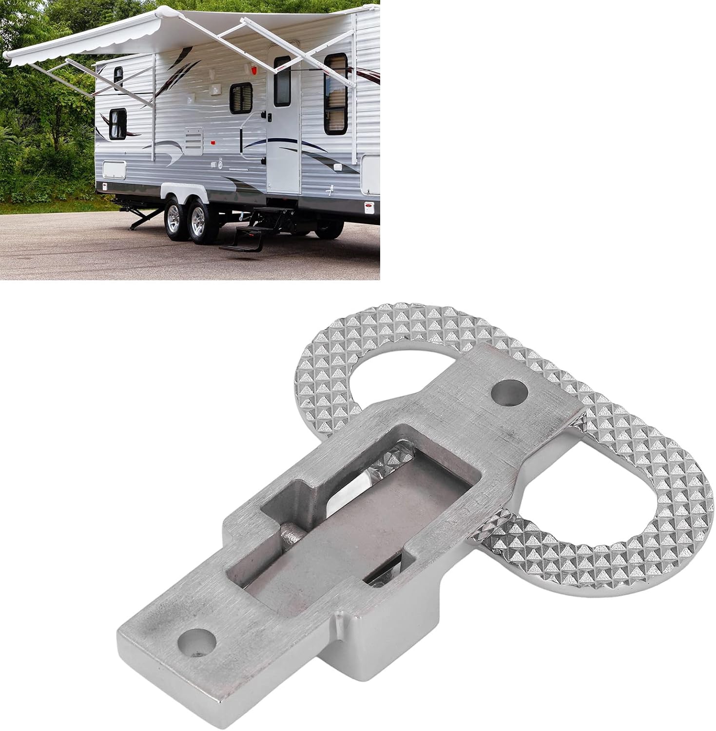 KIMISS 316 Stainless Steel Marine Folding Mast Step Heavy Duty Folding Flip up Step for Boat Trailer Recreational Vehicle