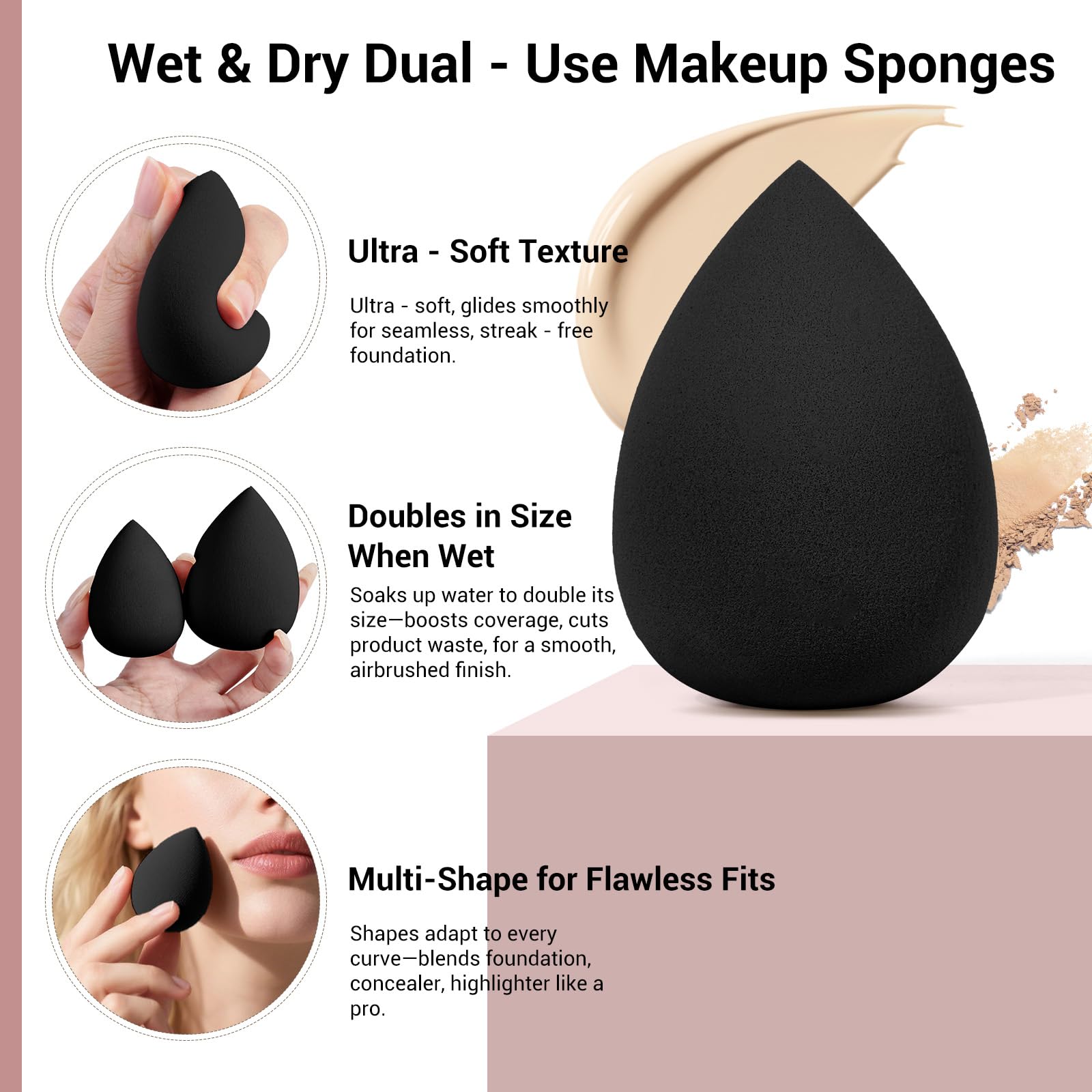 MAANGE 51-Piece Makeup Brush Set with Sponges and Puffs