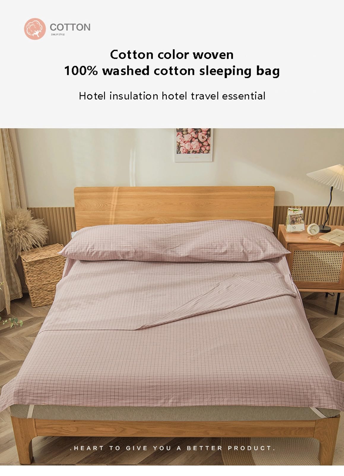 RUZGAR Drap de Sac de Couchage 100% Coton for Adulte, Sac de Couchage et Draps de Voyage Simple Double, Drap de Sac de Couchage de Camping, Draps de Camping