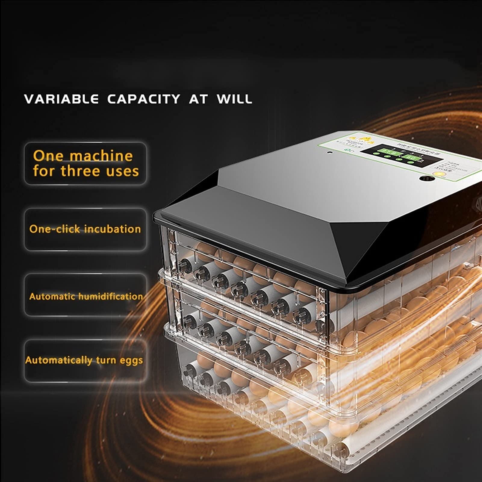 Incubatrice Automatica per Uova di Pollo 48 Incubatrice Digitale Completamente Automatica con girauova Integrato e regolatore di Temperatura Intelligente per Uso Domestico, Laboratorio