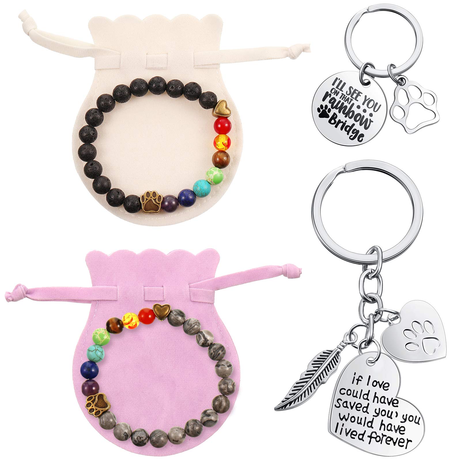 Bracciale Memoriale Per Animali - Ponte Arcobaleno - Perline 7 Chakra - Cane Gatto