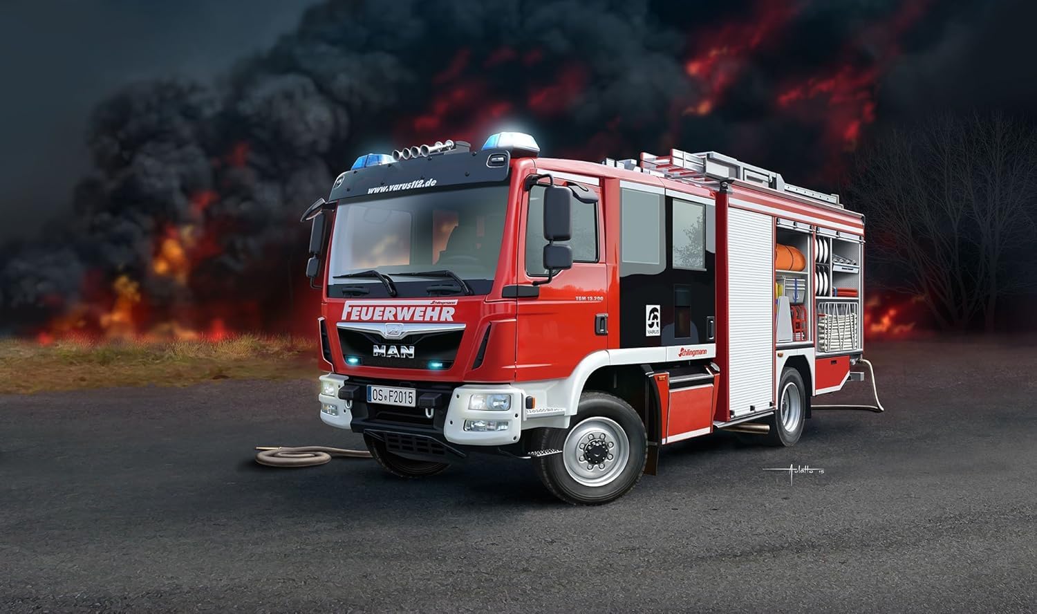 Revell Modellbausatz Schlingmann HLF 20 VARUS 4x4 - Detaillierter Feuerwehrwagen im Maßstab 1:24-295 präzise Teile - für Modellbauer ab 12 Jahren - ohne Farben und Pinsel