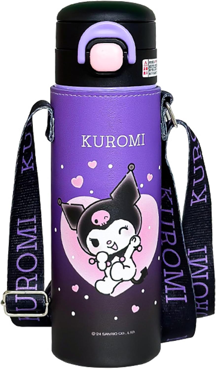 Kuromi & Hearts Stainless Steel Insulated Water Bottle with Bag 520ml - Image 4