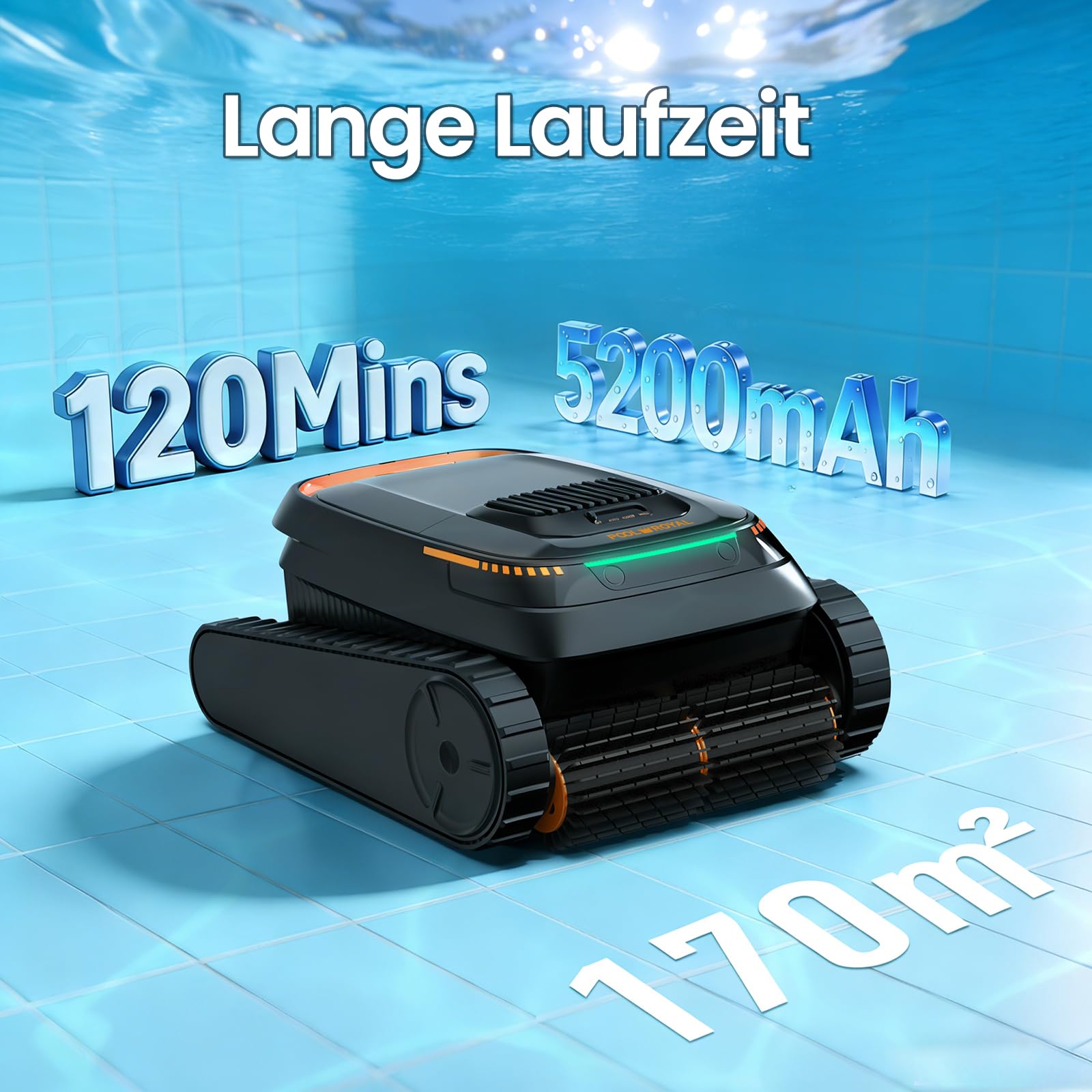 Pool-Royal Poolroboter PR10 Limited Design Edition Akku, Model 2026, Poolsauger, Autoparken und Wandklettern 3 Motoren 120 Minuten Batterielaufzeit für Schwimmbecken Boden, Wand, Wasserlinie