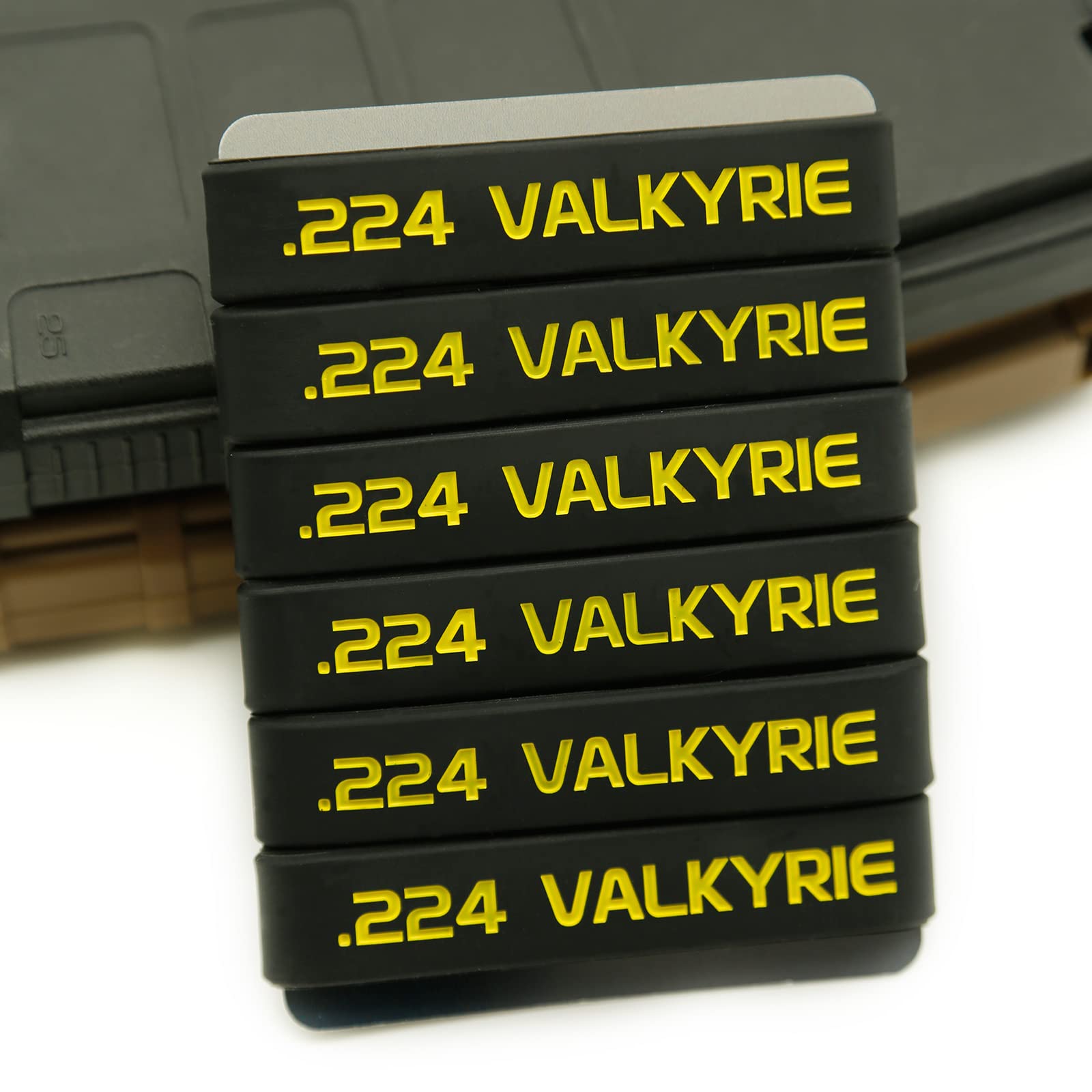 Aolamegs .224 VALKYRIE Magazine Marking Bands 6 Pack (Black-Yellow)