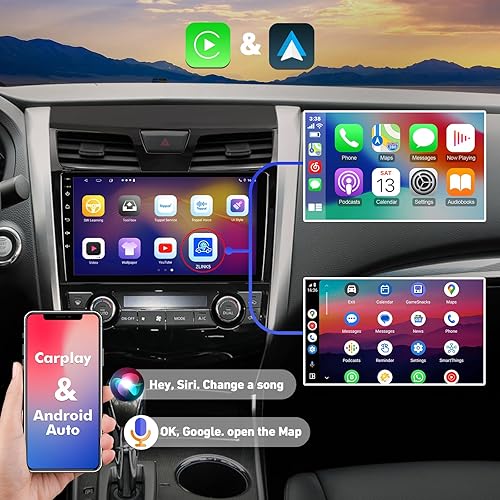 Miniatura 2 de 6+128G 10.1 inches Android 12 Double Din Car Stereo for Nissan Altima 2013 2014 2015 QLED Touchscreen Screen Car Radio with Carplay & Android Auto