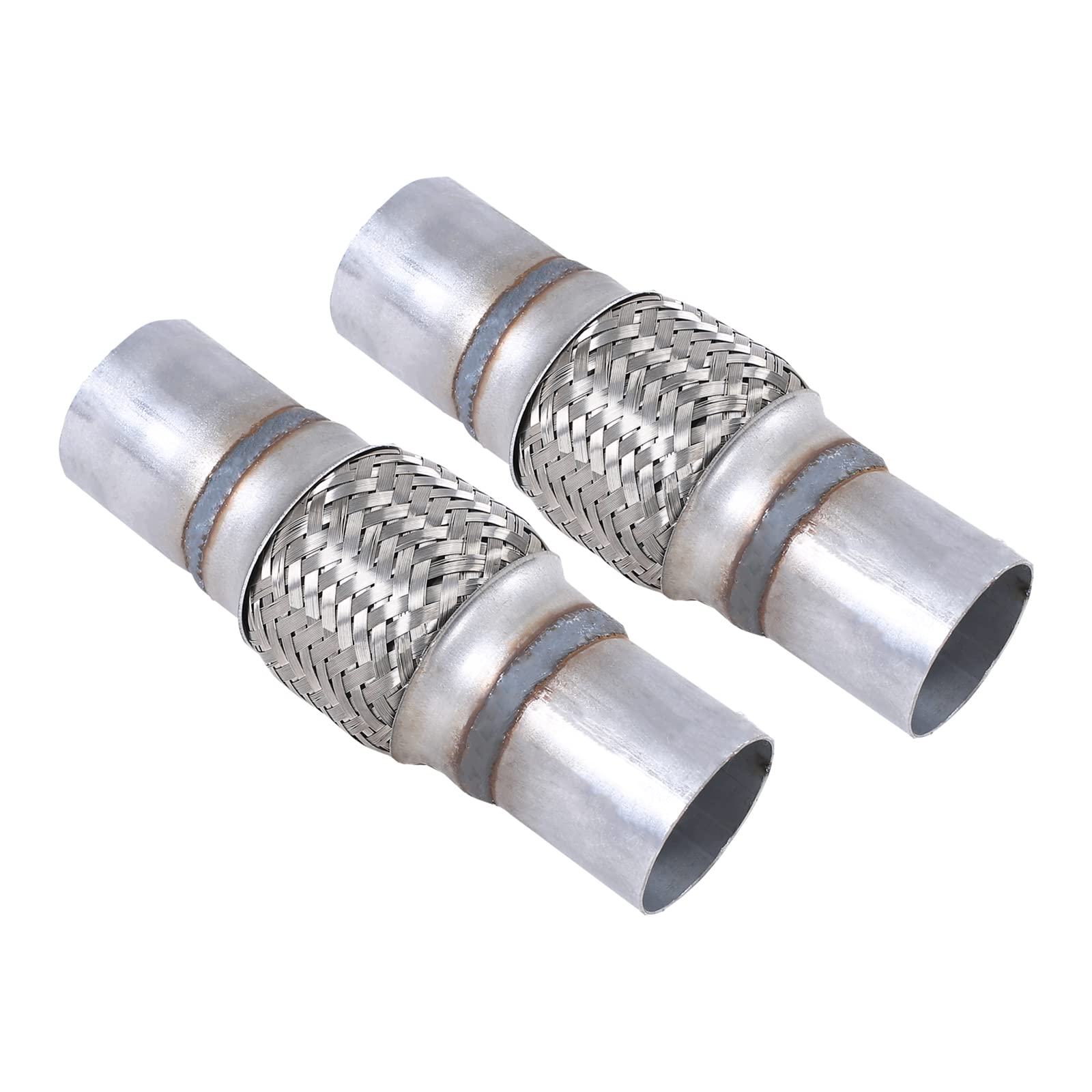 2PCS Exhaust Flex Pipe Stainless Steel Braid 2" x 4" w/Ends 8" Long