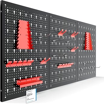 Arebos Tool Wall 3 panels, 17-piece hook set, 120 x 60 x 2 cm