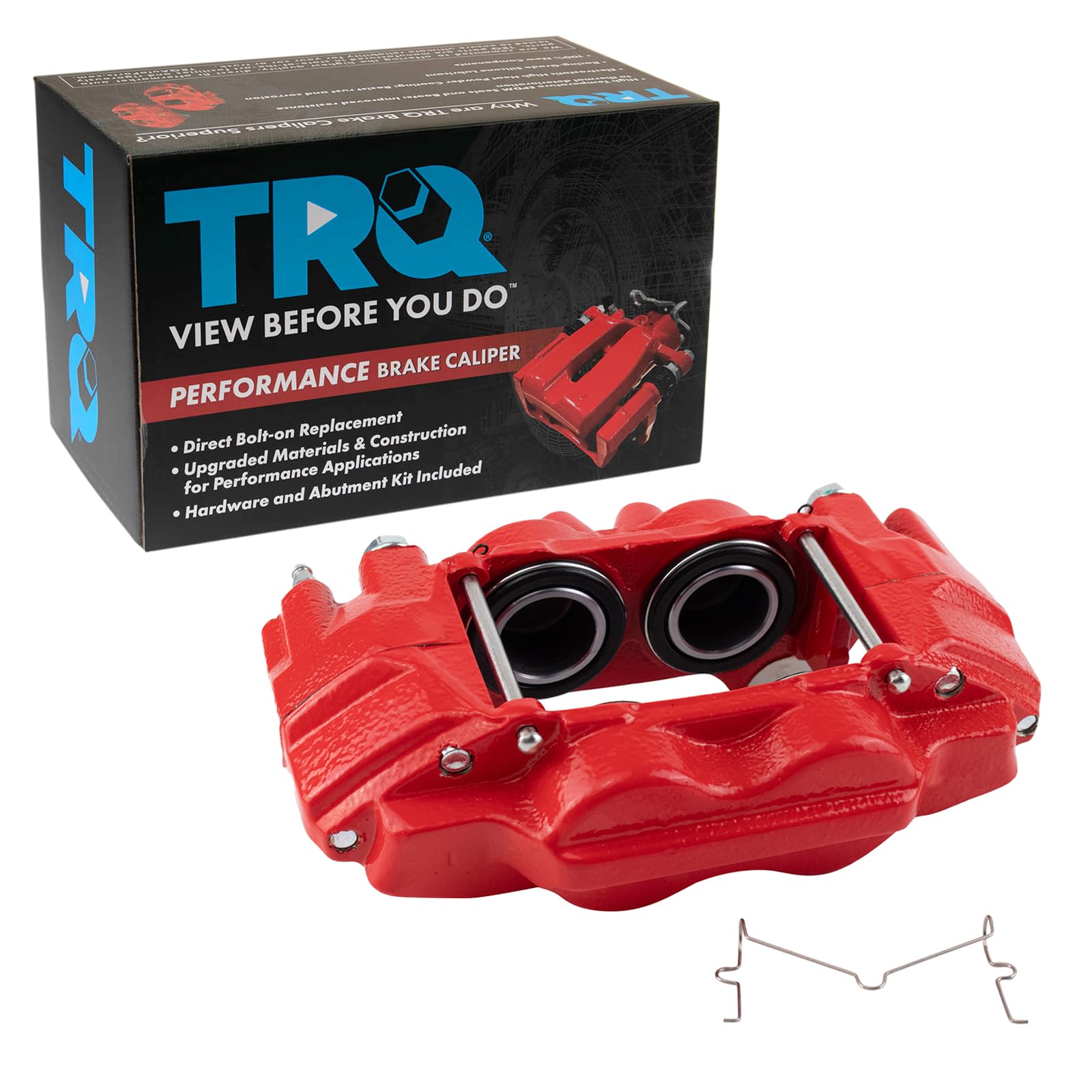 TRQ Front Left Brake Caliper Performance Red Drivers Side