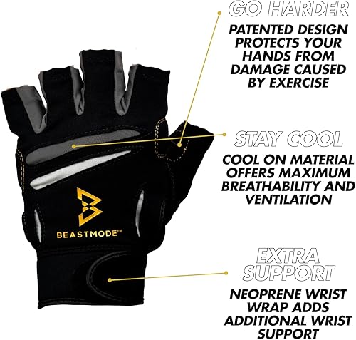 Miniatura 2 de Bionic Guantes de entrenamiento de gimnasio de medio dedo Beastmode para hombre