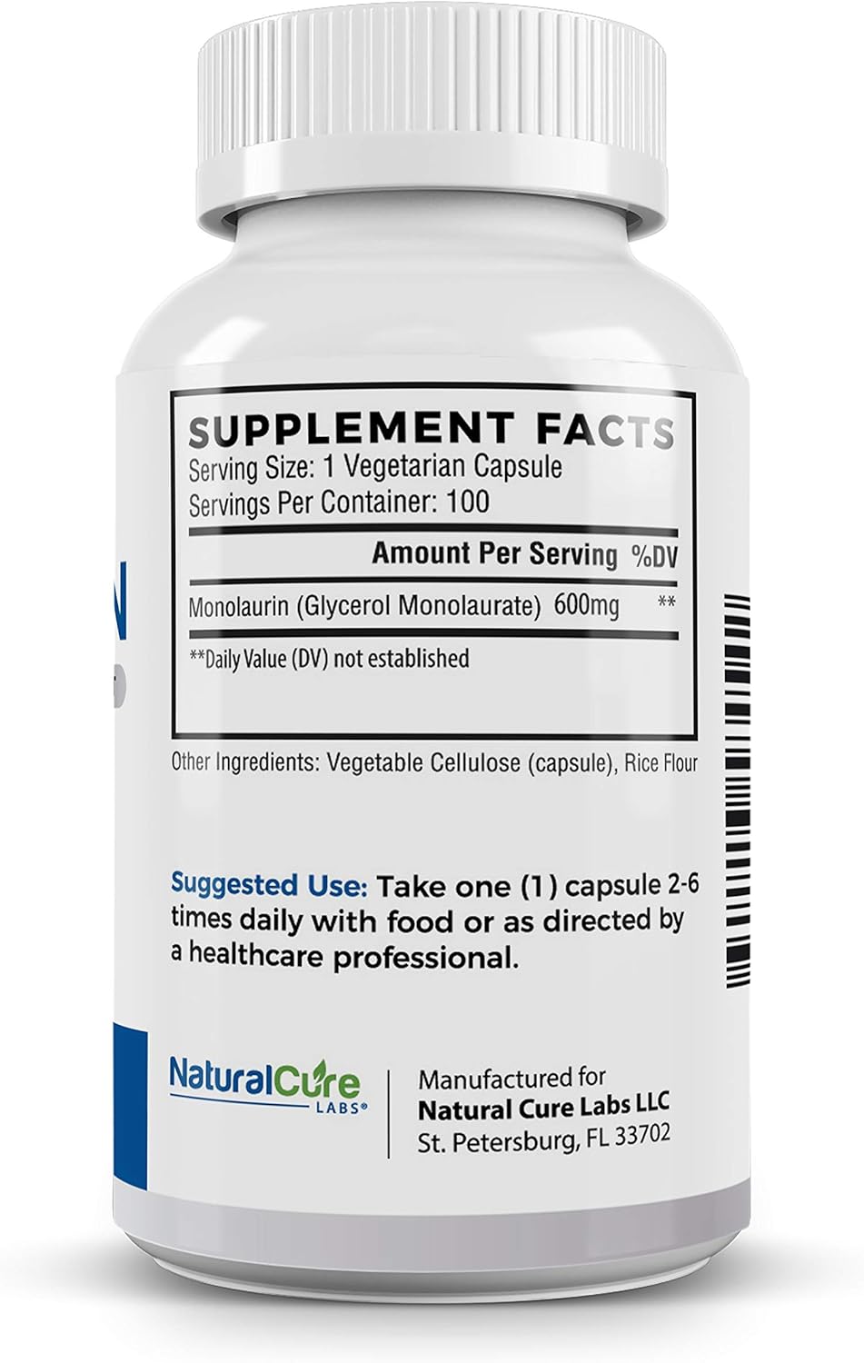 Natural Cure Labs Bundle: Monolaurin 600mg 2 Pack + Clean L-Lysine