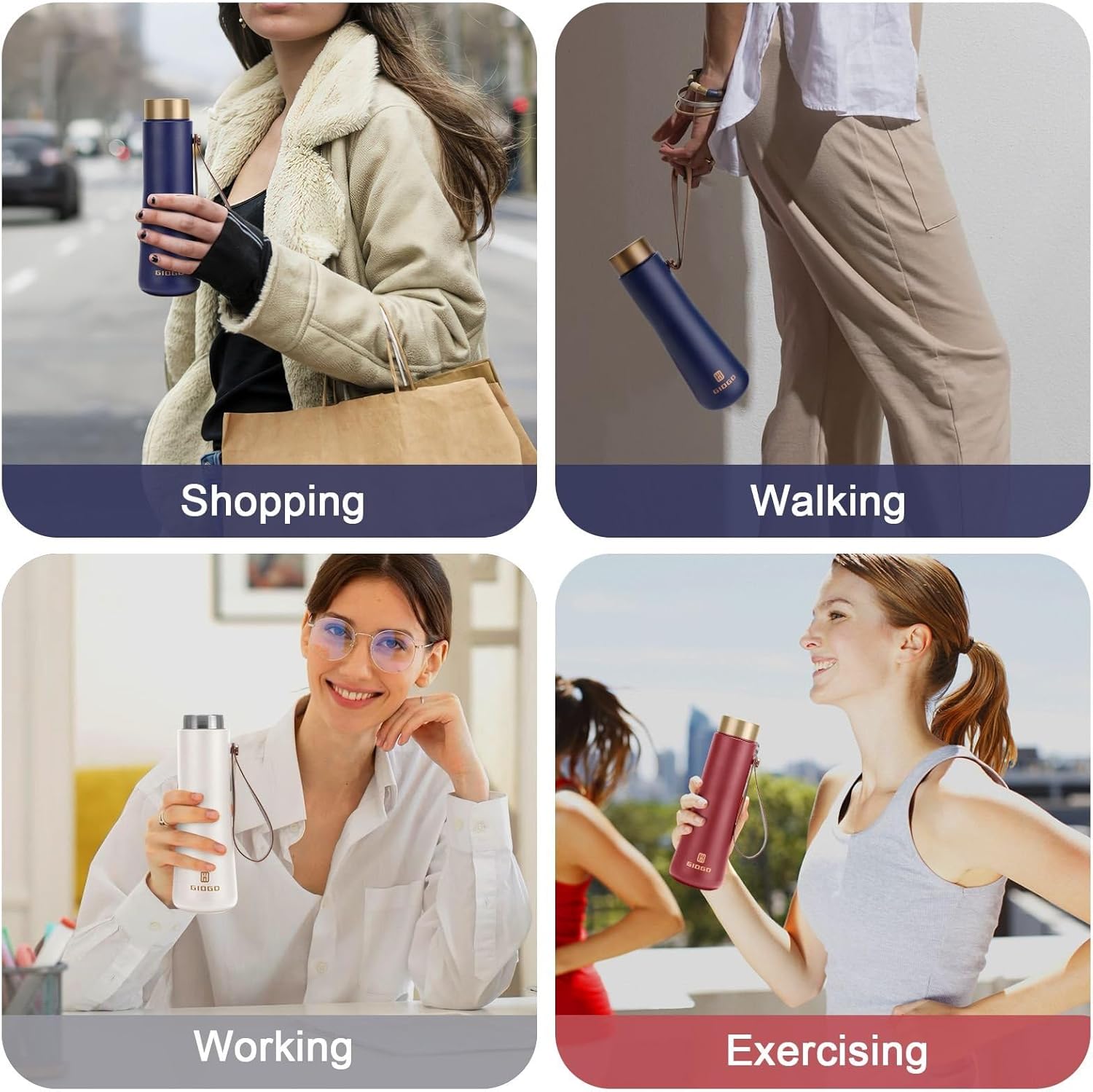 Stainless Steel Thermo Slim Water Bottles Insulated Vacuum 400ml/13.5oz Water Flask Thermal Water Bottles Thermo for Hot and Cold Drinks Coffee Water Perfect for Purse or Kids Lunch Bag(White) - Image 6