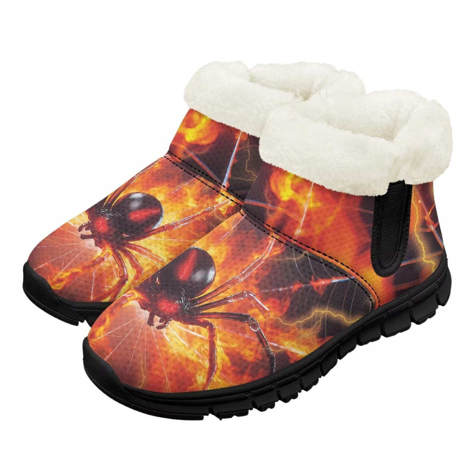 Boys Girls Snow Boots Winter Insulated High-Top Barefoot Shoes with Non-Slip Sole Fleece Lining Fuzzy Slip On Shoes