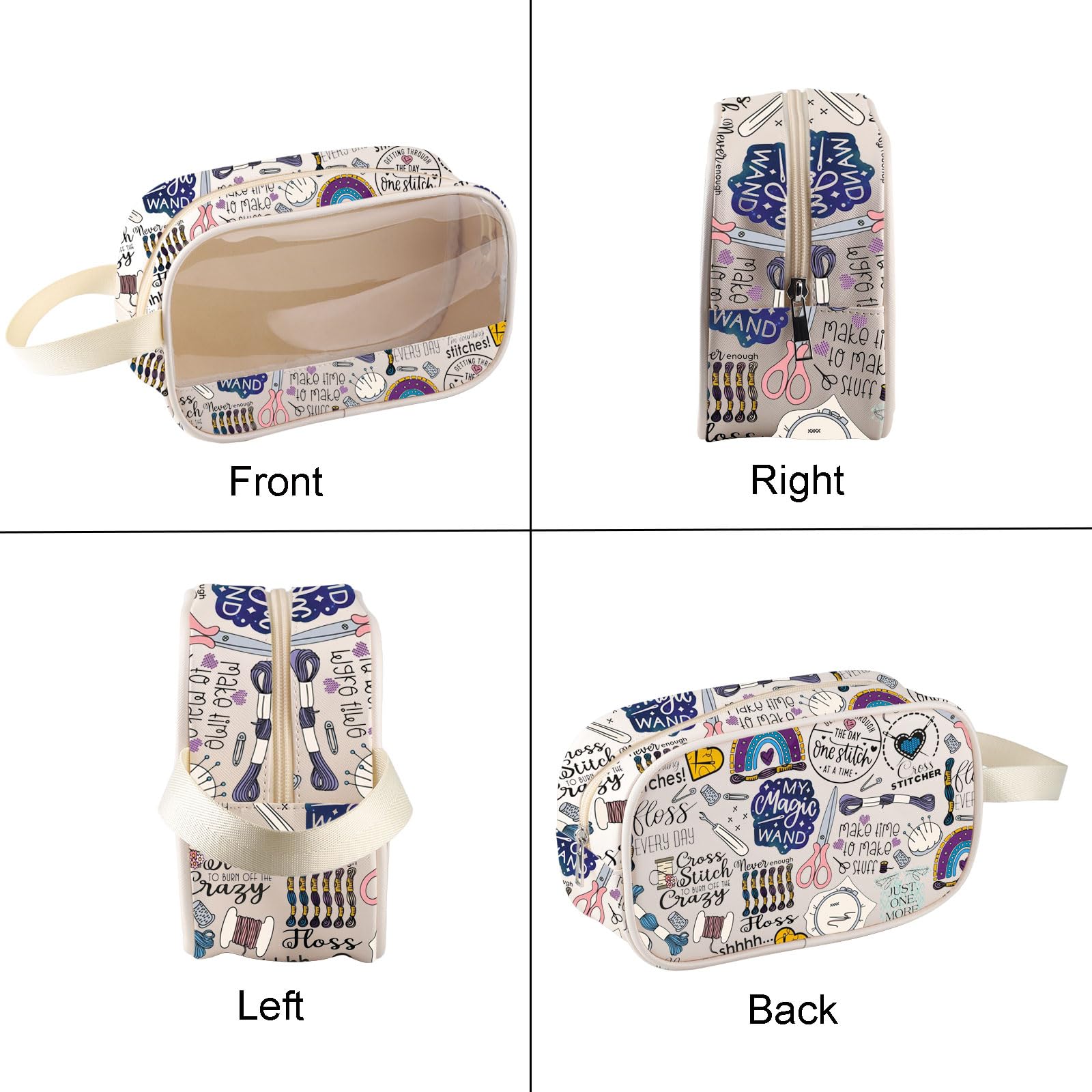 MEIKIUP Cross Stitch Gifts Embroidery Makeup Bag Stitching Gifts for Embroidery Lovers Cross Stitcher Gifts Clear Cosmetic Bag (Cross Stitch Clear Bag-UK) - Image 3