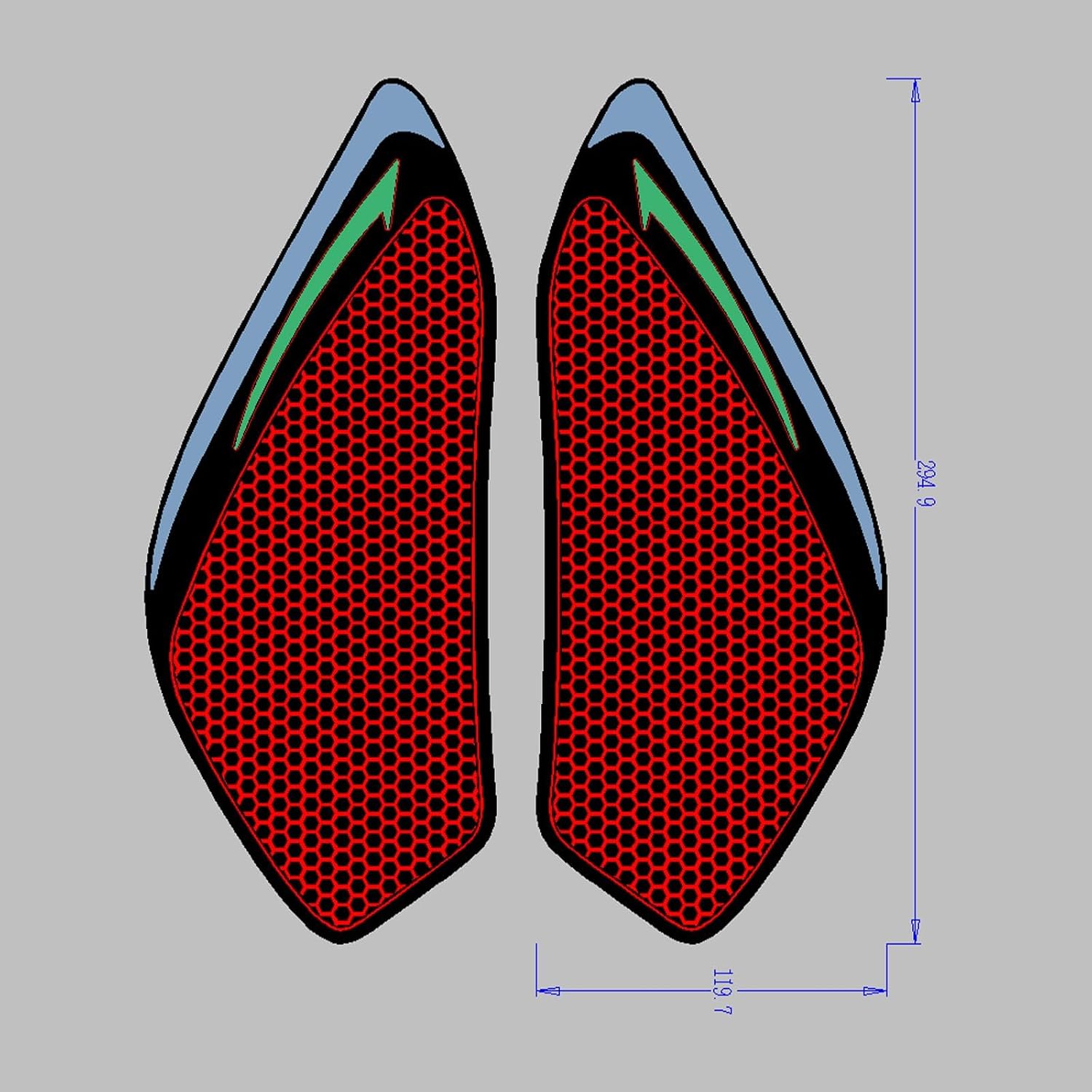 Motorcycle Non-Slip Rubber Gas Tank Pads with Knee Grips - 2-Piece Traction Side Protectors Compatible with ZX-6R (2024~) Tank Pad (Black)