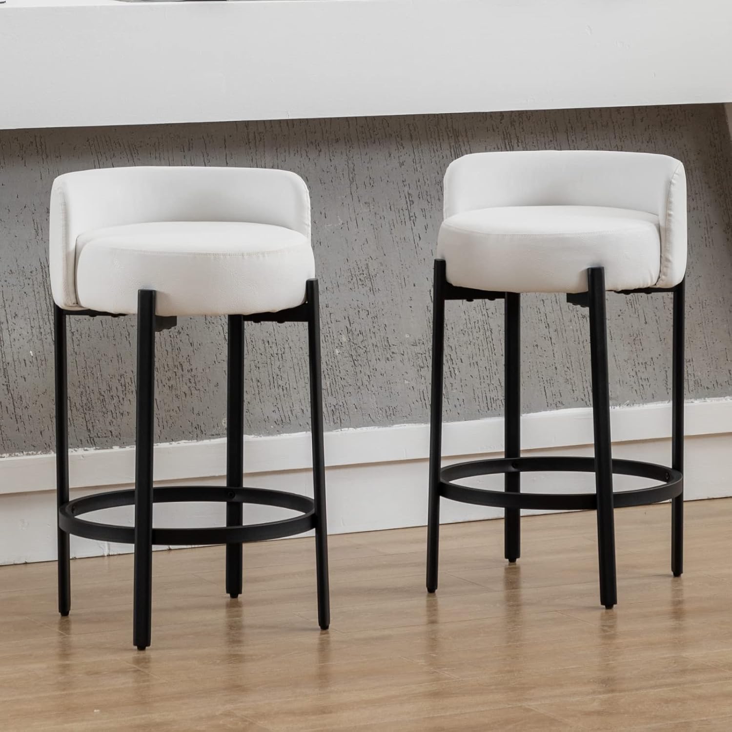 LukeAlon Modern PU Leather Counter Stools Set of 2, Upholstered 26