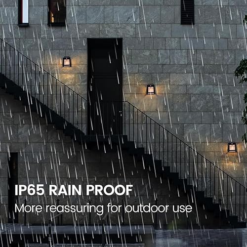 Miniatura 5 de 4 luces solares para valla, sensor de movimiento, luz al aire libre, 3 modos de iluminación, lámpara de porche del atardecer al amanecer,