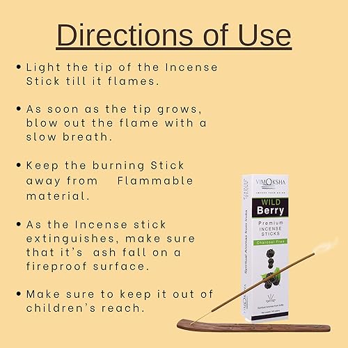 Miniatura 3 de Vimoksha WildBerry-Incense-Sticks-Bulk-Pack-100%-Natural-Orgánico-Libre de Químicos para Purificación-Relajación-Positividad-Yoga-Meditación