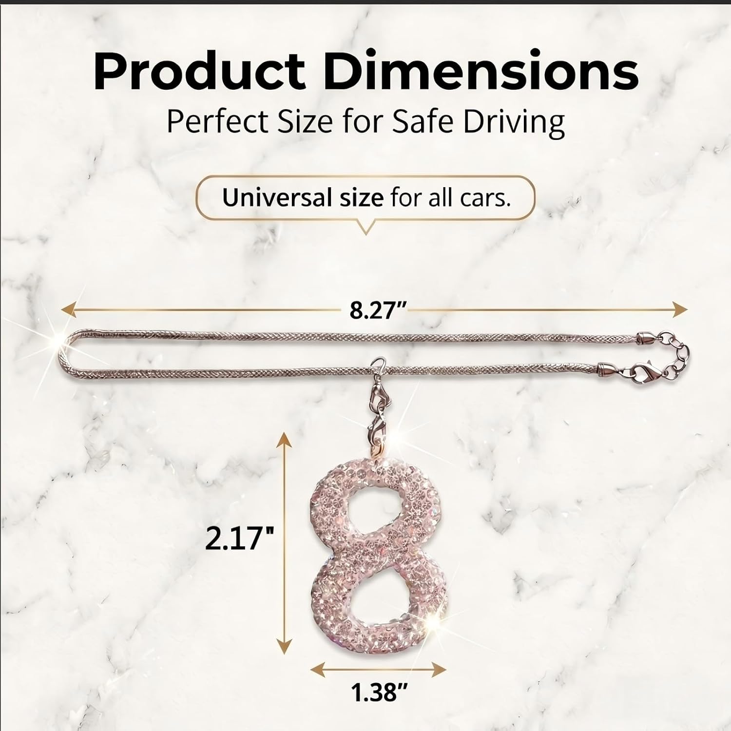Bling Number Car Rearview Mirror Hanging Ornament, Sparkling Rhinestone Rearview Mirror Charm, Funny Lucky Number Pendant, Universal for Most Cars (White#8) image 2