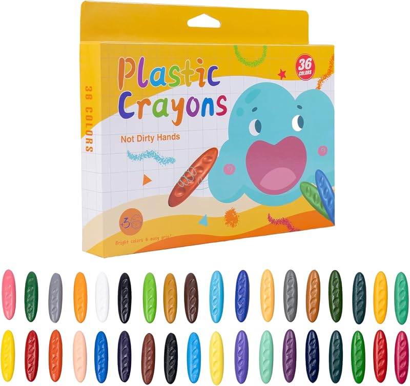 Carehabi Ceras de Colores 36 para Niños, Crayones de Cera Ergonomicos con Forma de Cacahuete, Ceras Bebe 1 Año No Toxicas, Pinturas Lavables y Resistentes, Ideal como Juguete Bebe 1 Año y Escuela