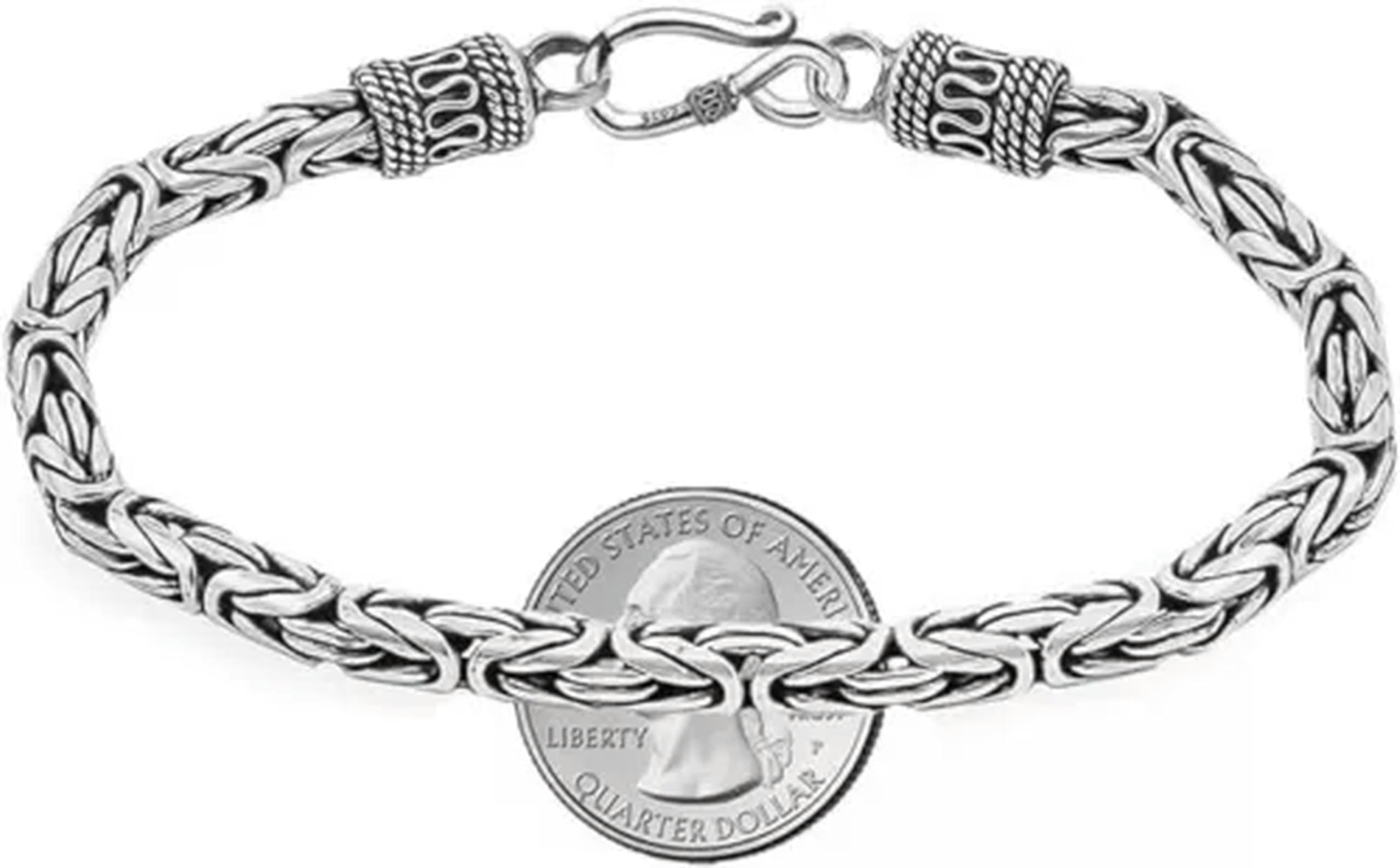 Bracciale a Catena bizantina in Argento 925 ossidato da 6 mm per Uomo e Donna - 20 cm