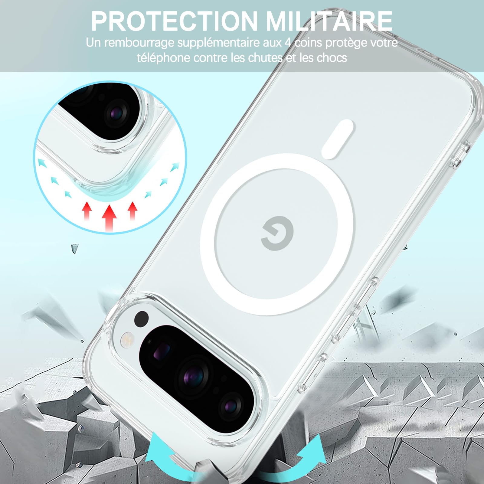 Cresee Case for Google Pixel 9 Pro Fold, Compatible with Magsafe, Built-in Cover Screen Protector, Clear Thin Hard Phone Case with Magnets for Pixel 9 Pro Fold - Transparent