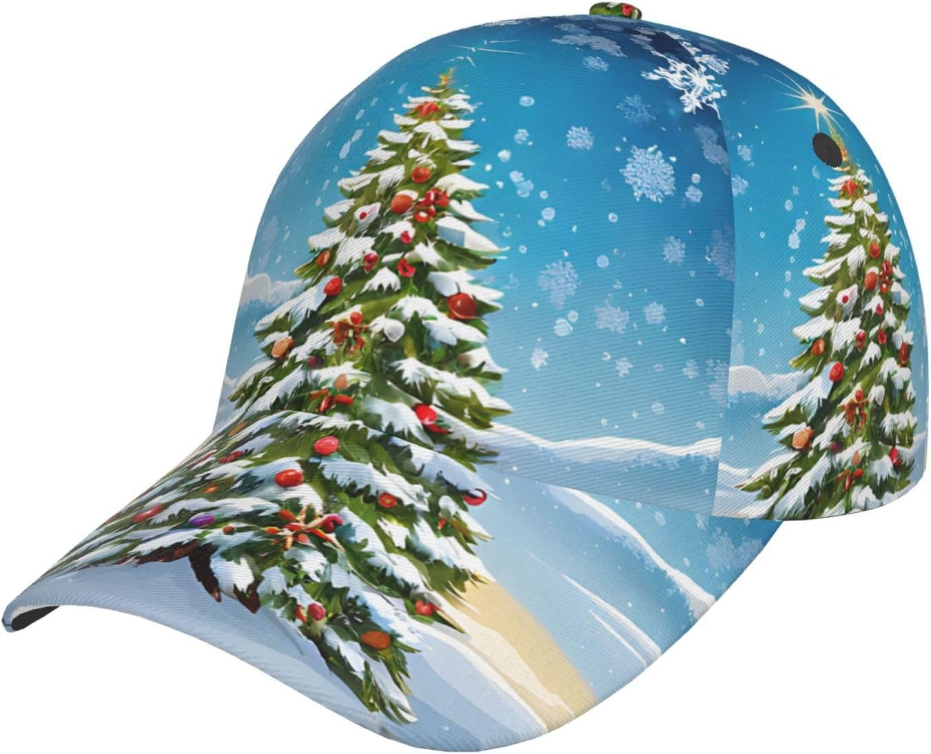 Personalized Christmas Trees Print Classic Baseball Cap Adjustable Outdoor Dad Hat for Men Women Black