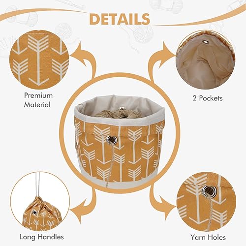 Miniatura 4 de TOGETRUE Bolsa de hilo, pequeña bolsa de ganchillo para tejer, organizador de bolsas de almacenamiento de hilo portátil para proyectos de ganchillo,