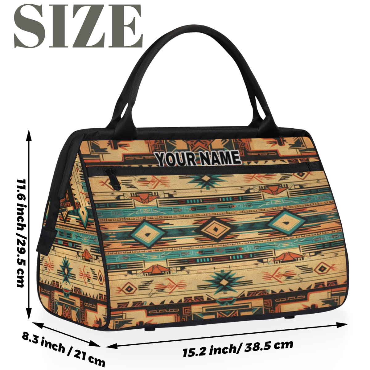 Personalized Custom Duffel Bags for Women Men, Personalized Customized Travel Duffel Bag, Waterproof Sports Gym Bag Weekender Overnight Bag Carry On Tote Bag, Ethnic Aztec Native American