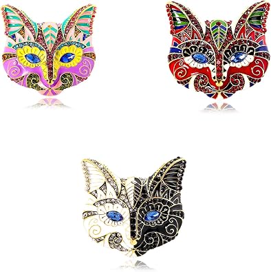 3pcs Ucubwfu Cat Head Brooch, Large Pins, Cat Mask Brooch for Women, Womens Animal pin
