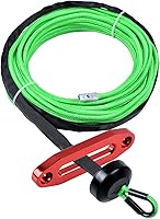 Vista 14 de Cuerda de cabrestante sintética amarilla de 50 pies x 1/4 + guía Hawse + tope de goma para ATV UTV SUV camión KFI Ramsey