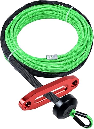 Miniatura 14 de Cuerda de cabrestante sintética amarilla de 50 pies x 1/4 + guía Hawse + tope de goma para ATV UTV SUV camión KFI Ramsey