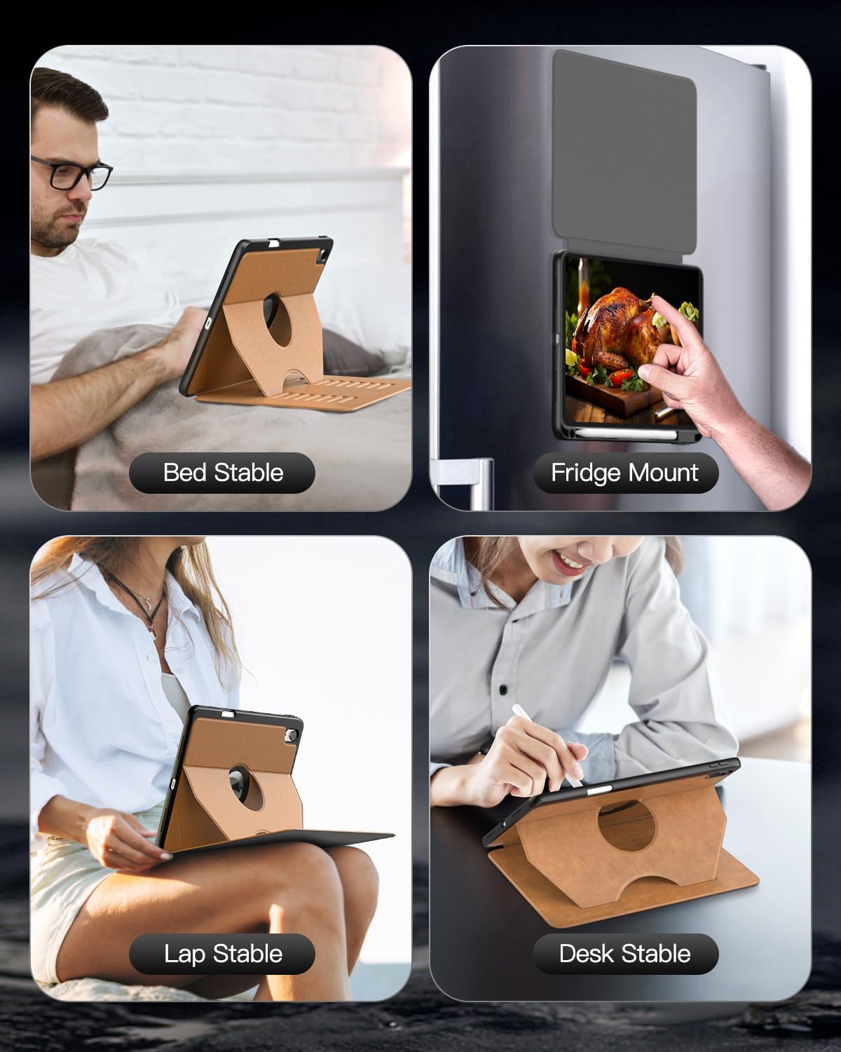 TiMOVO Case for iPad Air 11 Inch (M3/M2-2025/2024), iPad Air 5th/4th Generation Case (2022/2020) 10.9 Inch, Adjustable Multiple Angles Protective Cover with Pencil Holder, Auto Wake/Sleep, Brown - Image 7