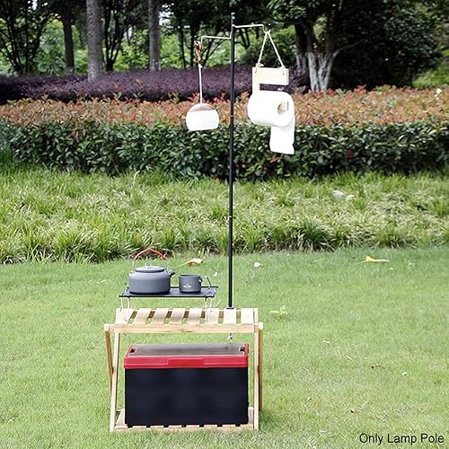 Miniatura 5 de Soporte para linterna de campamento, aleación de aluminio, colgador de lámpara plegable con bolsa de almacenamiento, poste de lámpara plegable para