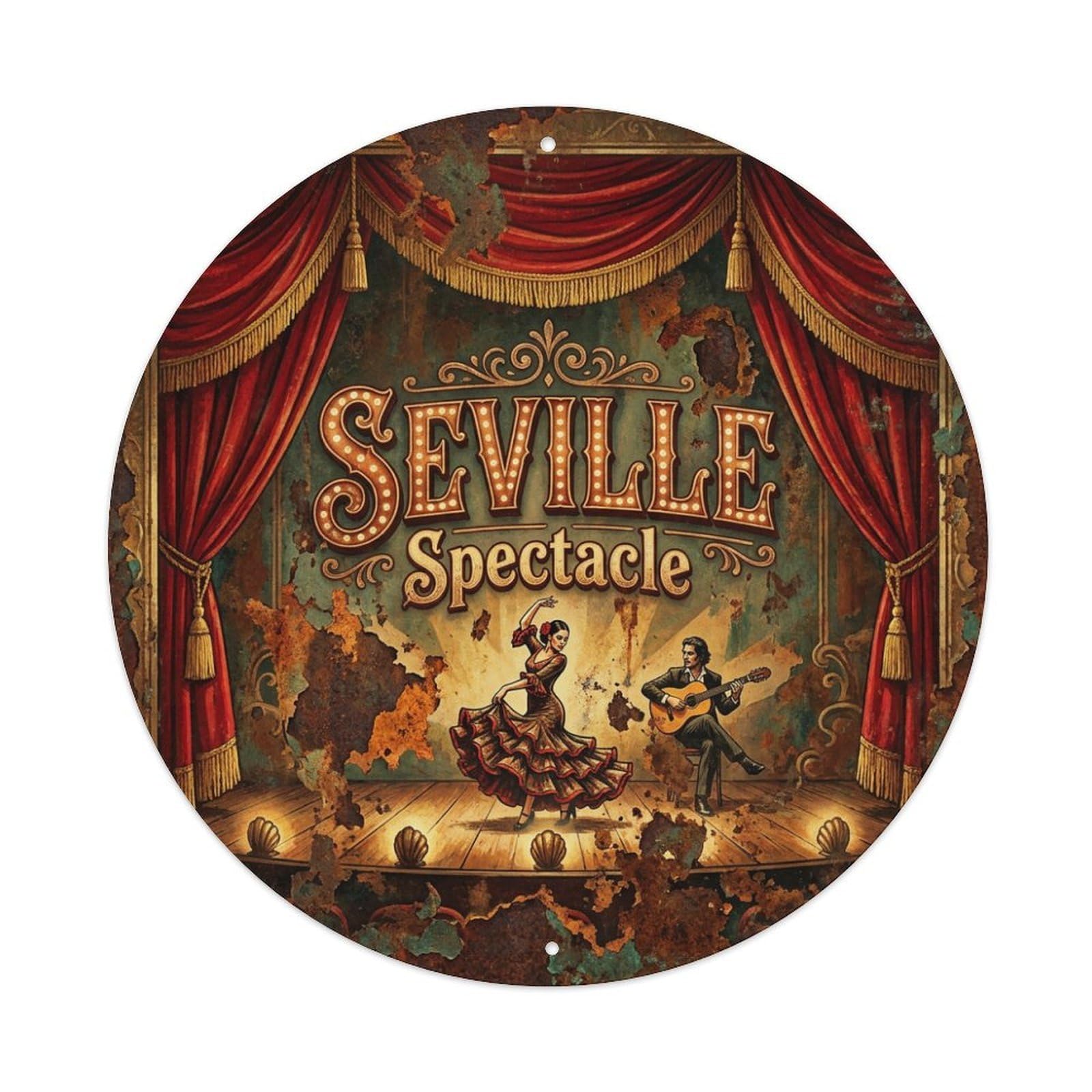 Vintage Travel Seville Spain Show Vintage Metal Tin Sign Plaque Wall Decor for Cafe, Club Bar, Office, Garden Metal Poster 8x8Inch
