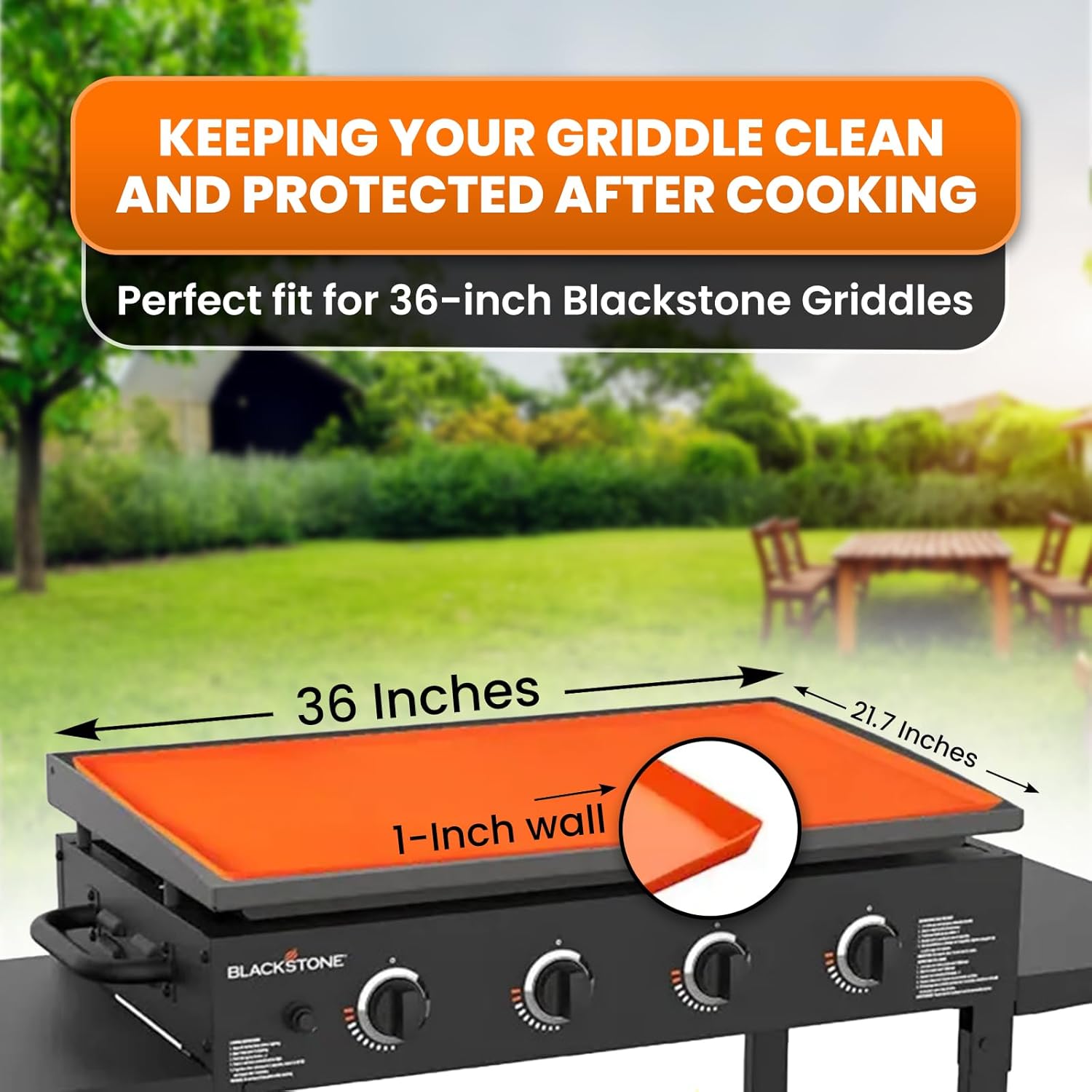 Blackstone Silicone Griddle Mat Cover 36 Inch –3mm Thickness, Full Wrap-Around Food-Grade Protection, Durable Blackstone Silicone Mat 36, Keeps Your Griddle Clean and Rust-Free.