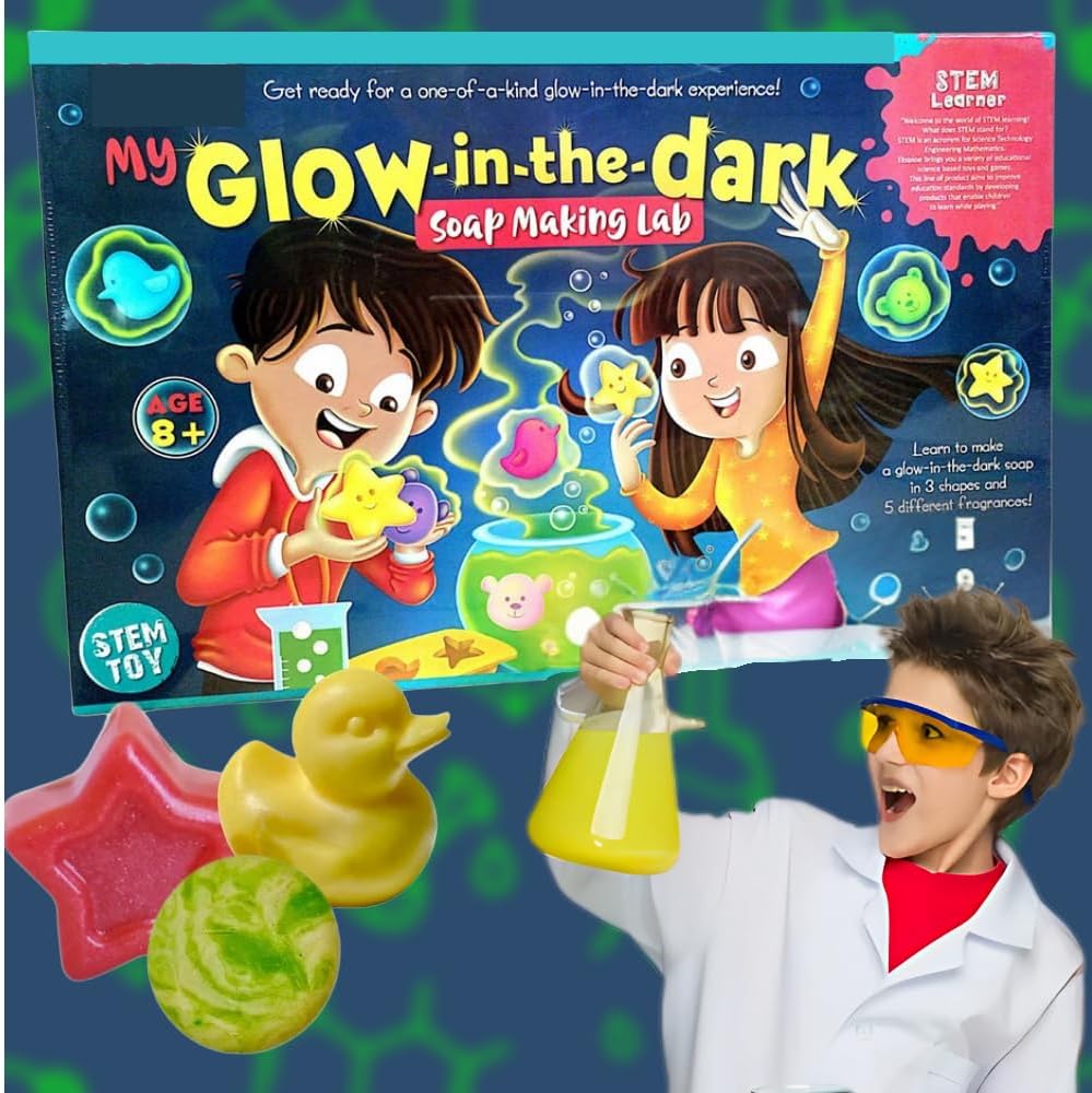 ToyMagic My Glow-in-The-Dark Soap Making Lab Science Kit for Kids | Learning & Educational DIY Activity Toy Kit for Ages 6+|Safe & Non-Toxic Materials for Young Scientists| Made in India, Multicolor