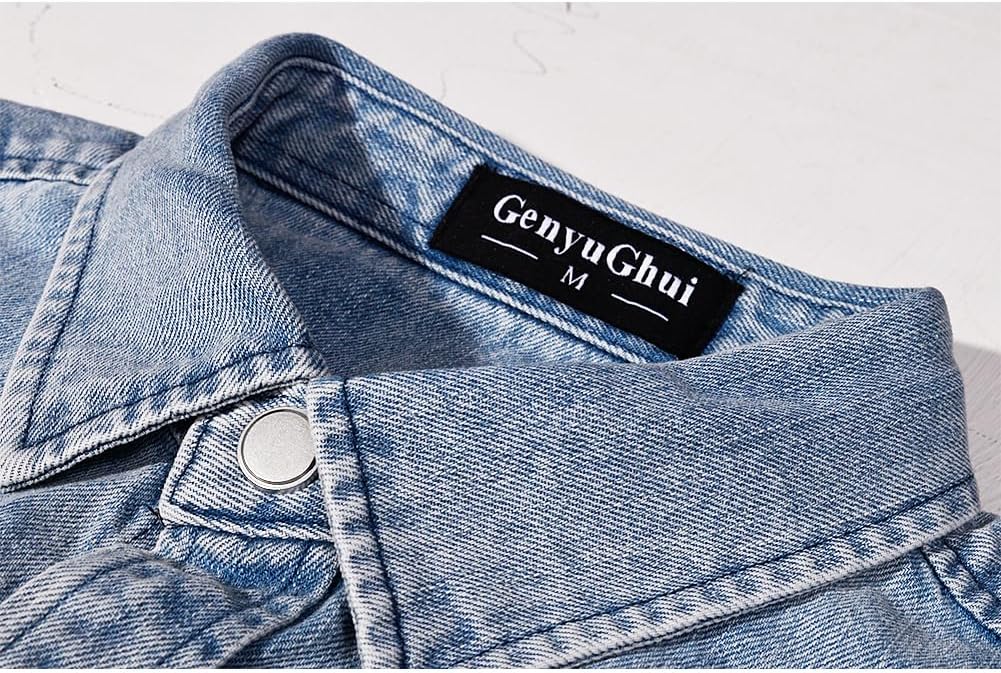 Men's Long Sleeve Slim-Fit Snap Denim Work Shirt - Image 3