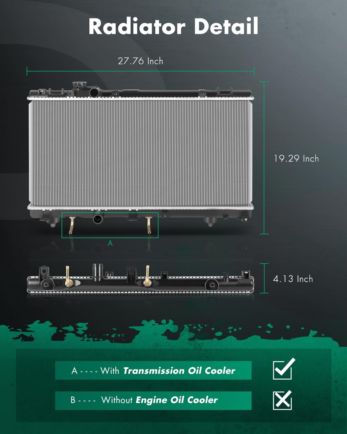 SCITOO Engine Cooling Radiator Assembly Compatible with Toyota Paseo 1996-1999 Tercel 1995-1999, L4 1.5L, Replace# 1640011612, 1640011621