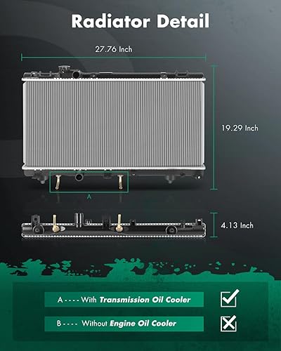 Vista 655 de SCITOO Reemplazo completo del radiador de aluminio para 1993-1998 para Toyota para T100 2.7L 3.0L 3.4L 2090 Radiador