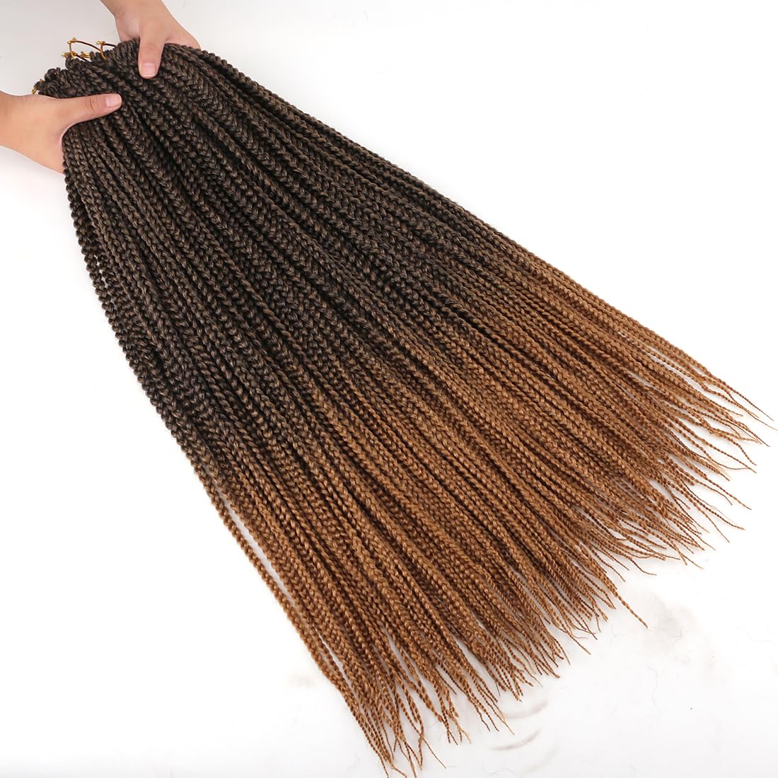Ombre Box Braids Crochet Hair 6 Packs Goddess Pre looped Crochet Box Braids for Women Honey Blonde 3X Small Box Braided Knotless Braiding Hair Extensions(24 Inch,T27#)