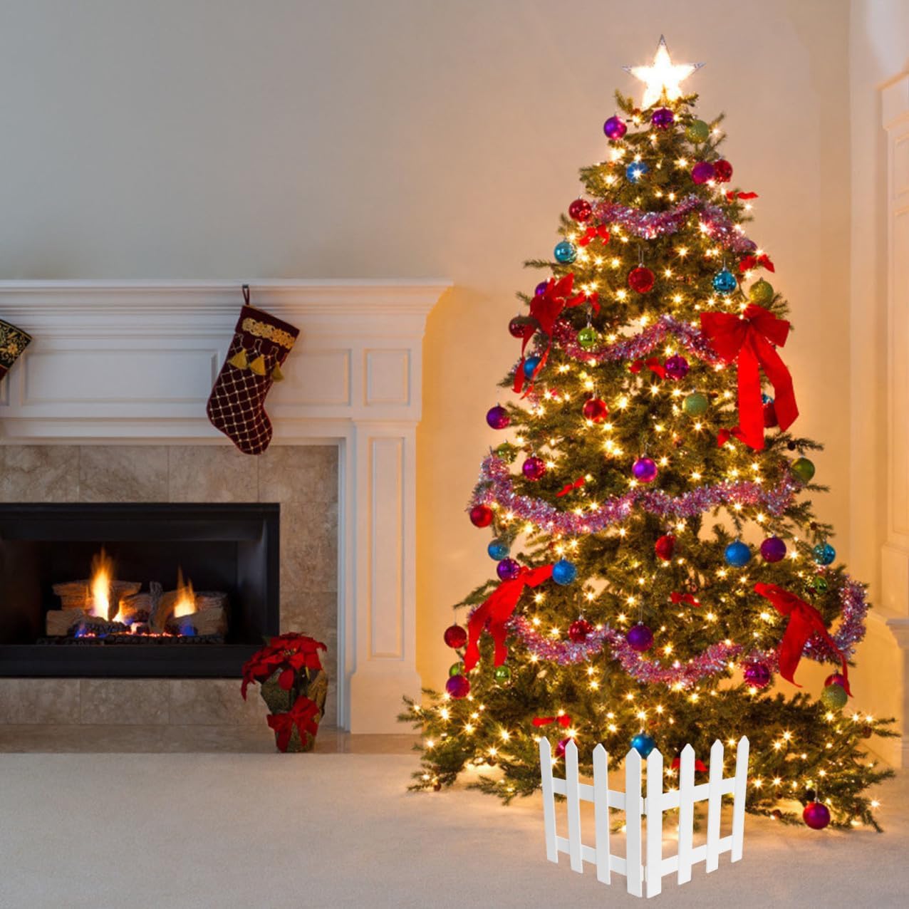 1Set Miniature Wooden Picket Fence Tree Decorations for Holiday Displays and Fairy Gardens High Long