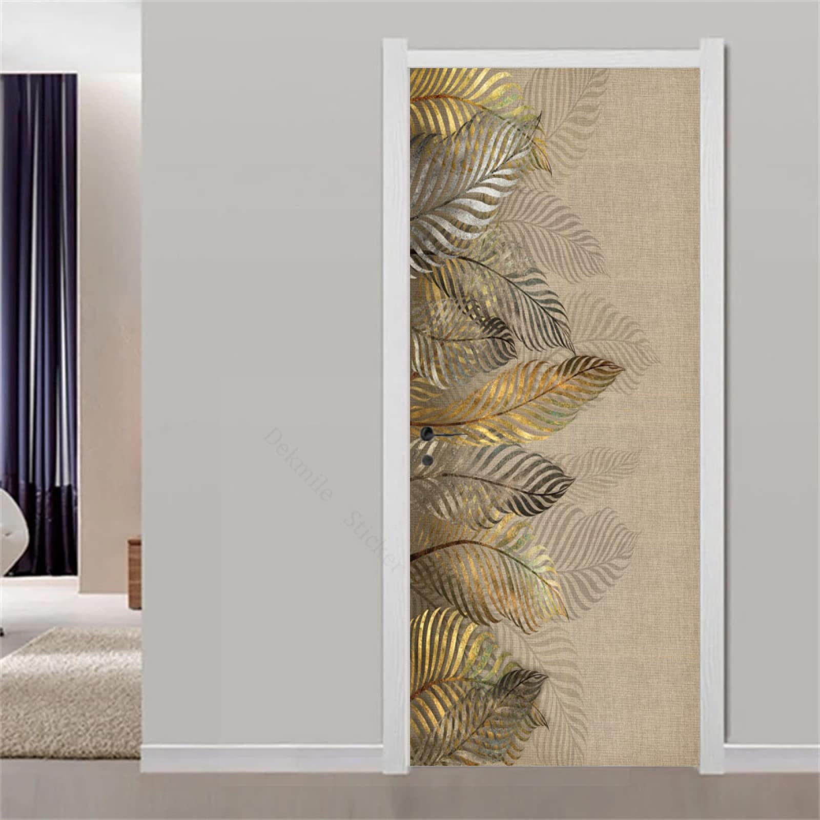 Plume d'or 3D décor salon et couloir pour une rénovation murale chic effet vintage