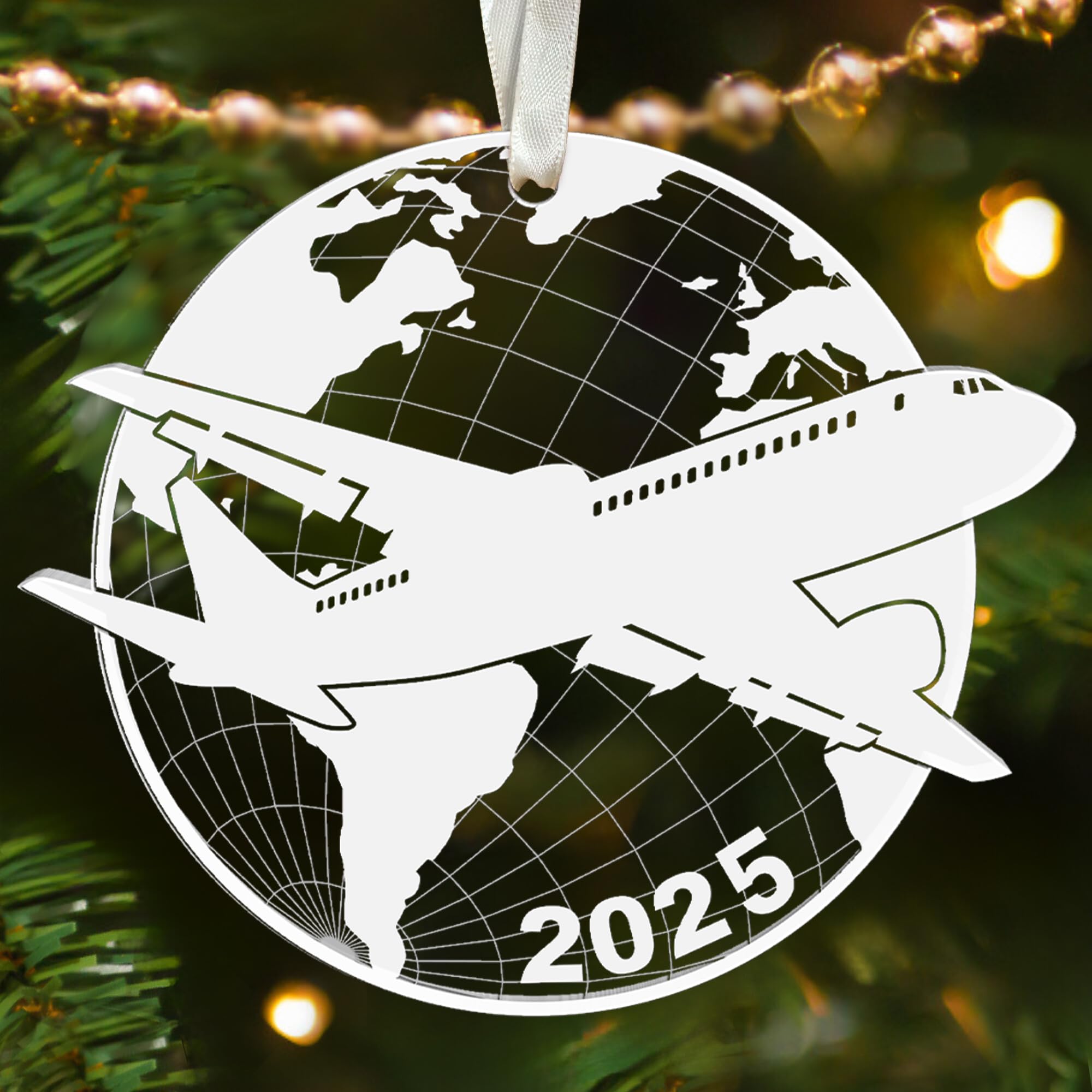 Airplane Ornament - Pilot Gifts for Men - Airplane Ornaments for Christmas Tree, Plane Aviation Ornaments - Travel Gifts for Travelers, Airplane Lovers, Flight Attendant - Acrylic Ornament