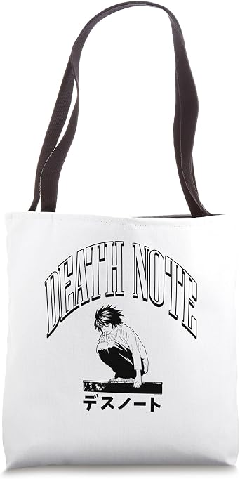 Death Note Crouching L Athletic Logo Anime Tote Bag